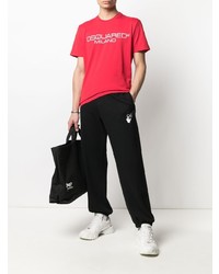 rotes und weißes bedrucktes T-Shirt mit einem Rundhalsausschnitt von DSQUARED2