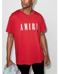 rotes und weißes bedrucktes T-Shirt mit einem Rundhalsausschnitt von Amiri