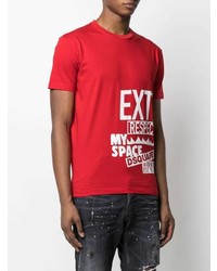 rotes und weißes bedrucktes T-Shirt mit einem Rundhalsausschnitt von DSQUARED2