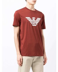 rotes und weißes bedrucktes T-Shirt mit einem Rundhalsausschnitt von Emporio Armani