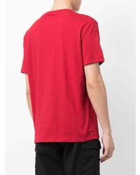 rotes und weißes bedrucktes T-Shirt mit einem Rundhalsausschnitt von Armani Exchange