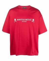 rotes und weißes bedrucktes T-Shirt mit einem Rundhalsausschnitt von Mastermind World