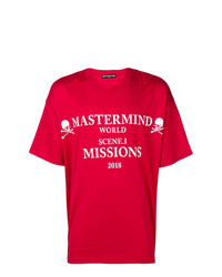 rotes und weißes bedrucktes T-Shirt mit einem Rundhalsausschnitt von Mastermind World