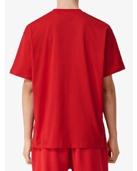rotes und weißes bedrucktes T-Shirt mit einem Rundhalsausschnitt von Burberry