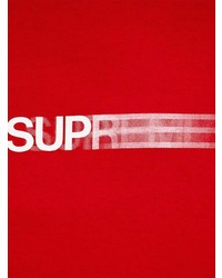 rotes und weißes bedrucktes T-Shirt mit einem Rundhalsausschnitt von Supreme