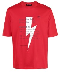 rotes und weißes bedrucktes T-Shirt mit einem Rundhalsausschnitt von Neil Barrett