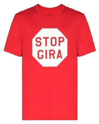 rotes und weißes bedrucktes T-Shirt mit einem Rundhalsausschnitt von Nike