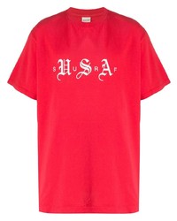 rotes und weißes bedrucktes T-Shirt mit einem Rundhalsausschnitt von Noon Goons