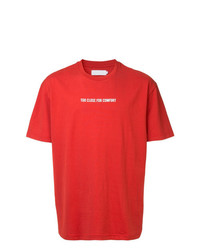 rotes und weißes bedrucktes T-Shirt mit einem Rundhalsausschnitt von Off Duty