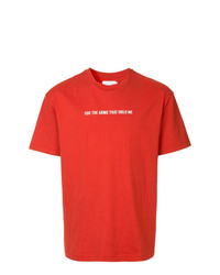 rotes und weißes bedrucktes T-Shirt mit einem Rundhalsausschnitt von Off Duty