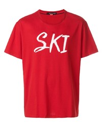 rotes und weißes bedrucktes T-Shirt mit einem Rundhalsausschnitt von Perfect Moment