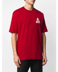 rotes und weißes bedrucktes T-Shirt mit einem Rundhalsausschnitt von Palace