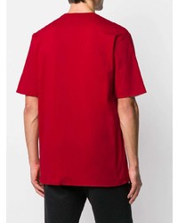 rotes und weißes bedrucktes T-Shirt mit einem Rundhalsausschnitt von Palace