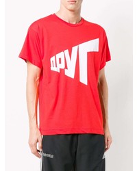 rotes und weißes bedrucktes T-Shirt mit einem Rundhalsausschnitt von Gosha Rubchinskiy