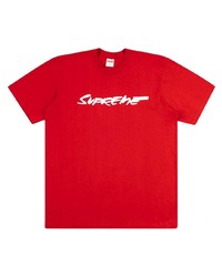 rotes und weißes bedrucktes T-Shirt mit einem Rundhalsausschnitt von Supreme