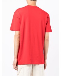 rotes und weißes bedrucktes T-Shirt mit einem Rundhalsausschnitt von Blood Brother