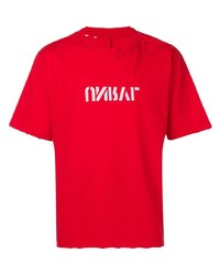 rotes und weißes bedrucktes T-Shirt mit einem Rundhalsausschnitt von Unravel Project