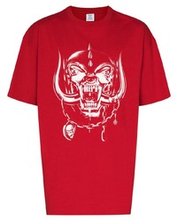 rotes und weißes bedrucktes T-Shirt mit einem Rundhalsausschnitt von Vetements