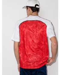 rotes und weißes bedrucktes T-Shirt mit einem Rundhalsausschnitt von adidas