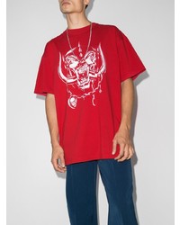 rotes und weißes bedrucktes T-Shirt mit einem Rundhalsausschnitt von Vetements