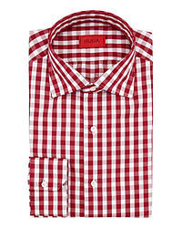 rotes und weißes Hemd mit Vichy-Muster