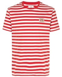 rotes und weißes horizontal gestreiftes T-Shirt mit einem Rundhalsausschnitt von Kent & Curwen