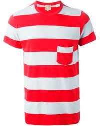 rotes und weißes horizontal gestreiftes T-Shirt mit einem Rundhalsausschnitt von Levi's