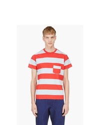 rotes und weißes horizontal gestreiftes T-Shirt mit einem Rundhalsausschnitt von Levis Vintage Clothing