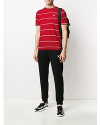 rotes und weißes horizontal gestreiftes T-Shirt mit einem Rundhalsausschnitt von Emporio Armani