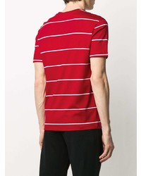 rotes und weißes horizontal gestreiftes T-Shirt mit einem Rundhalsausschnitt von Emporio Armani