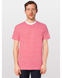 rotes und weißes horizontal gestreiftes T-shirt