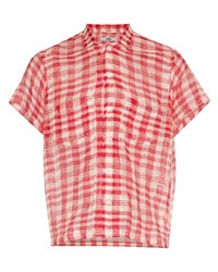 rotes und weißes Kurzarmhemd mit Vichy-Muster von Bode