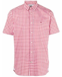 rotes und weißes Kurzarmhemd mit Vichy-Muster von Tommy Hilfiger