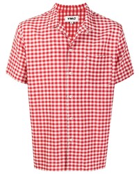 rotes und weißes Kurzarmhemd mit Vichy-Muster von YMC