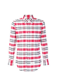 rotes und weißes Langarmhemd mit Schottenmuster von Thom Browne