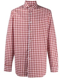 rotes und weißes Langarmhemd mit Vichy-Muster von Barba