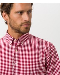 rotes und weißes Langarmhemd mit Vichy-Muster von Brax