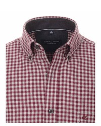 rotes und weißes Langarmhemd mit Vichy-Muster von Casamoda