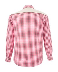 rotes und weißes Langarmhemd mit Vichy-Muster von OS-TRACHTEN