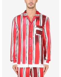 rotes und weißes vertikal gestreiftes Langarmhemd von Dolce & Gabbana