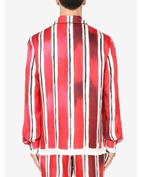 rotes und weißes vertikal gestreiftes Langarmhemd von Dolce & Gabbana