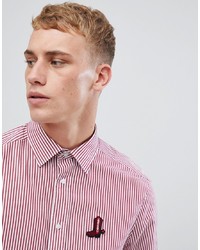 rotes vertikal gestreiftes Langarmhemd von Calvin Klein