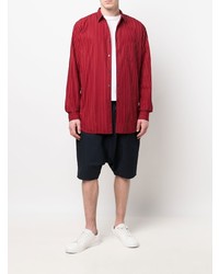 rotes vertikal gestreiftes Langarmhemd von Comme Des Garcons SHIRT