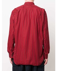 rotes vertikal gestreiftes Langarmhemd von Comme Des Garcons SHIRT