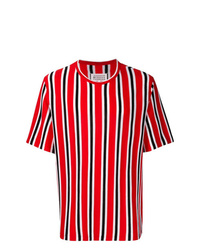 rotes vertikal gestreiftes T-Shirt mit einem Rundhalsausschnitt von Maison Margiela