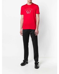 rotes verziertes T-Shirt mit einem Rundhalsausschnitt von Versace