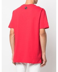 rotes verziertes T-Shirt mit einem Rundhalsausschnitt von Philipp Plein