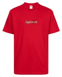 rotes verziertes T-Shirt mit einem Rundhalsausschnitt von Supreme