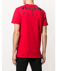 rotes verziertes T-Shirt mit einem Rundhalsausschnitt von Philipp Plein