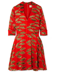 rotes Wickelkleid aus Chiffon mit Leopardenmuster von Alice + Olivia